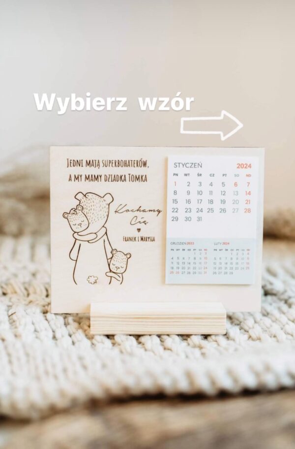 Tabliczka z podstawką i kalendarzem 2026/ grafika do wyboru